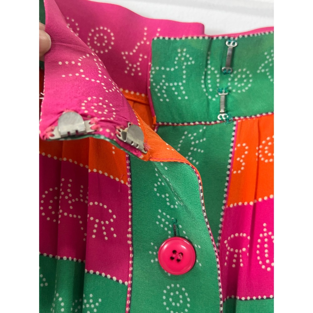 Vintage Midi Length Colorful‎ Novelty Pleated Button Front Skirt - Picture 5 of 6
